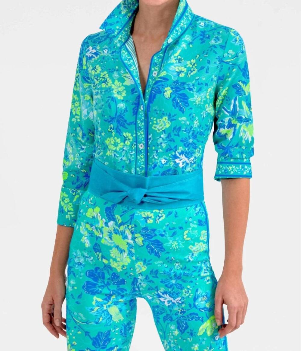 NEW GRETCHEN SCOTT boyfriend shirt in turquoise